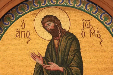 Icono ortodoxo griego que representa a San Juan Bautista, Tesalónica, Grecia
