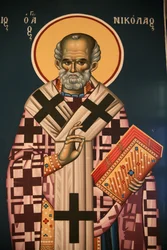 Icono ortodoxo griego que representa a San Nicolás, Tesalónica, Grecia