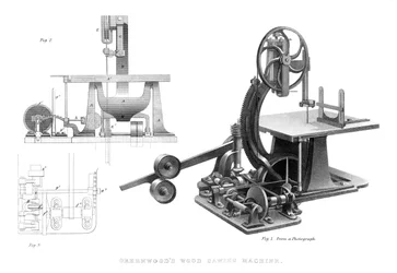Máquina de aserrar madera de Greenwoods, 1886