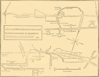 Plano del nuevo camino de Islington a Edgware Road, 1755, c1876