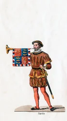 Guardia, diseño de vestuario para la obra de Shakespeare, Enrique VIII, siglo XIX