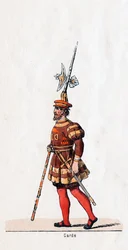 Guardia, diseño de vestuario para la obra de Shakespeare, Enrique VIII, siglo XIX