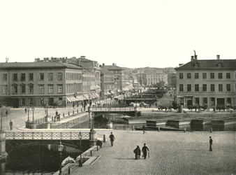 Gustav Adolfs torg y Ostra Hamngatan, Gotemburgo, Suecia, 1895