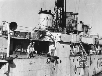 HMS Amethyst, después de la acción en el río Yangtsé, 20 de abril de 1949