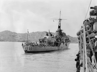 HMS Amethyst, después de la acción en el río Yangtze, 20 de abril de 1949