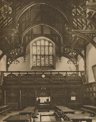 Salón de Grays Inn, donde se representó La comedia de los errores en vida de Shakespeare, c1935
