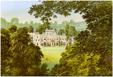 Hampton Court, Herefordshire, hogar de la familia Arkwright, c1880