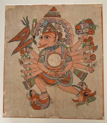 Hanuman en su forma tántrica de cinco cabezas Pancha Mukha, ca. finales del siglo XIX