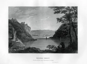 Harpers Ferry, unión de los ríos Shenandoah y Potomac, Virginia Occidental, EE.UU., 1855