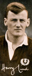 Harry Lind 1906-1986, jugador internacional escocés de rugby union, 1935