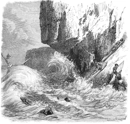 Hombres hawaianos surfeando con tablas de madera, c1895