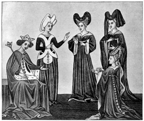 Tocados en forma de corazón, siglo XV, 1910