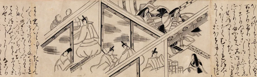 Capítulo de la Vid de Corazón Aoi del Cuento de Genji Genji monogatari, siglo XVI