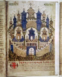 Jerusalén Celestial, una página de Liber Floridus, siglo XII
