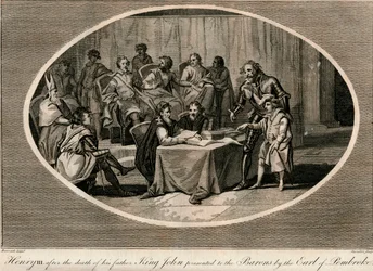 Enrique III presentado a los barones por el conde de Pembroke, 1216