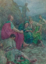 Aquí, protegido por acantilados empinados, se sentó a descansar, c1912 1912