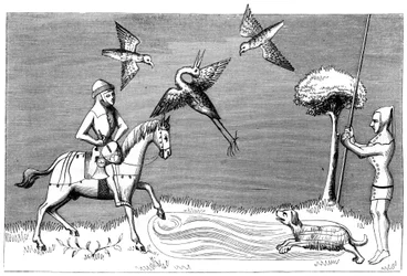 Cetrería de garzas, siglo XIV, 1849