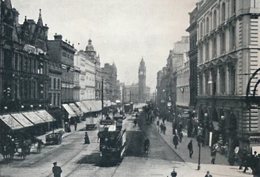 High Street, Belfast, mostrando el Memorial de Albert a lo lejos, 1917