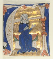 Inicial historiada A extraída de una Biblia, 1200s