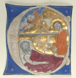 Inicial Historiada Excisa de una Biblia, 1200s