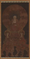 Buda histórico Shakyamuni con los bodhisattvas Fugen..., período Muromachi, siglo XV