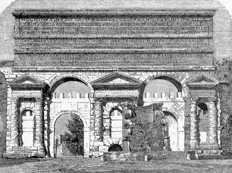 Historia de la Antigua Roma. Grabados de Roma de 1872 Porta Maggiore, o Porta Nevia