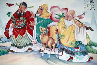Templo budista chino Hoi Tuong Te Nguoi Hoa. Pintura budista. Phu Quoc. Vietnam