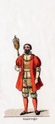 Portador de un cetro, diseño de vestuario para la obra de Shakespeare, Enrique VIII, siglo XIX