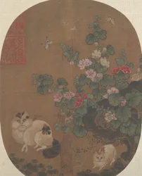 Malvarrosas y gatos