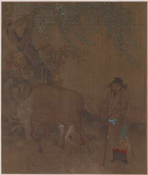 Caballo y mozo bajo un sauce, posiblemente dinastía Ming, 1368-1644