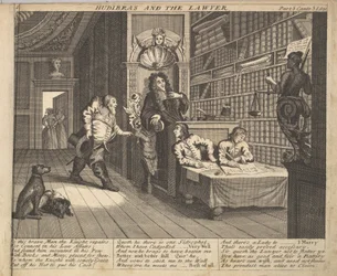 Hudibras y el abogado Placa 12: Ilustraciones a Hudibras de Samuel Butler, 1725-30