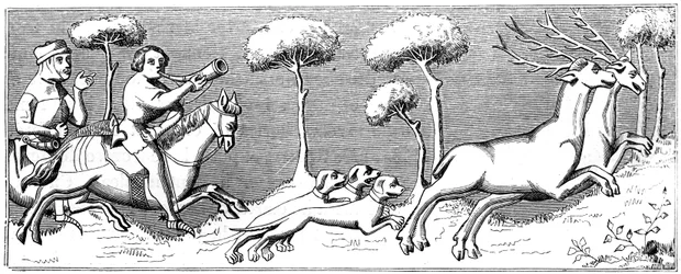 Caza de ciervos con perros, siglo XIV 1849