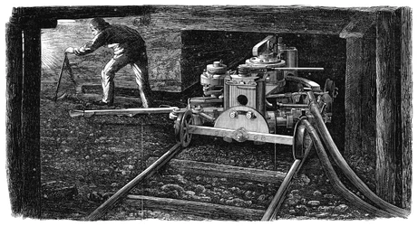 Máquina de corte de carbón hidráulica, llamada El Hombre de Hierro, 1867
