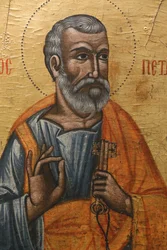 Icono en el museo bizantino de Pedoulas: San Pedro (siglo XVII), 20150510, Pedoulas, Chipre