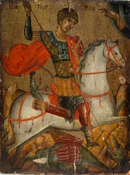Icono de San Jorge matando al dragón, siglos XV-XVI