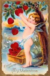 Si solo fueras mi Valentín, tarjeta de San Valentín americana, 1910
