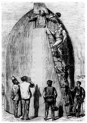 Ilustración de De la Tierra a la Luna de Julio Verne, 1865