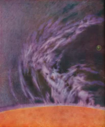Inmensa erupción de una prominencia solar de 140,000 millas de altura, c1935