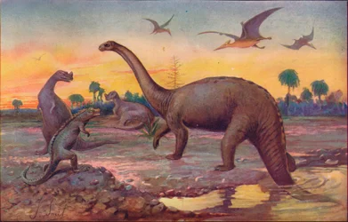 En la Era Sauriana, cuando los habitantes del mundo eran reptiles gigantes, 1907