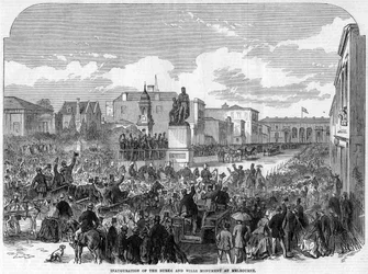 Inauguración del Monumento a Burke y Wills en Melbourne, Australia, 1865