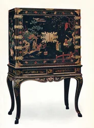 Gabinete lacado inciso, c1680, 1910