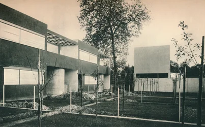 Esquema de vivienda industrial en Pessac, cerca de Burdeos. Arquitectos, Le Corbusier y Pierre Jeanneret