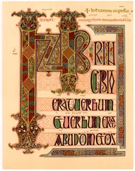 Página inicial de los Evangelios de Lindisfarne, finales del siglo VII o principios del siglo VIII