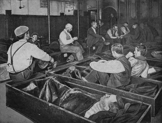 Dentro del refugio para personas sin hogar Medland Hall, Ratcliff, Londres, c1900 1901