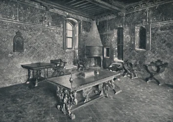 Interior, Palazzo Davanzati - Con mesa florentina de finales del siglo XVI, 1928