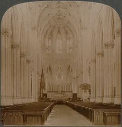Interior de la estructura gótica más fina en EE.UU. - Catedral de San Patricio, Nueva York, c1900