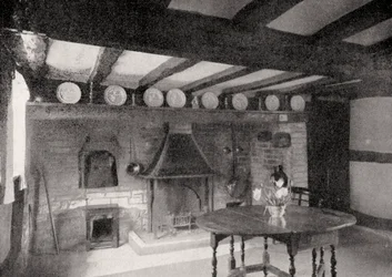 Interior de la Cabaña de Anne Hathaway, Stratford-upon-Avon, Warwickshire, Inglaterra, 1924-1926
