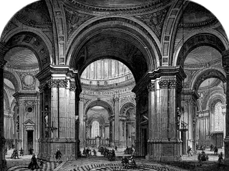 Interior de la Catedral de San Pablo, Londres, segundo diseño, siglo XVII, 1882