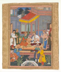 Interior de un patio con figuras, principios del siglo XVII