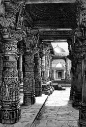 Interior de un templo jaina, Monte Abu, Rajastán, India